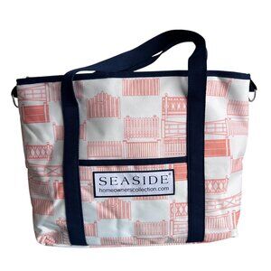 NWOT Seaside Official Large Insulated Tote Fence Pattern Beach Picnic Lake Tote